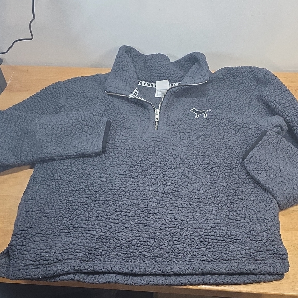 Victoria's Secret Pink Gray Sherpa Pullover